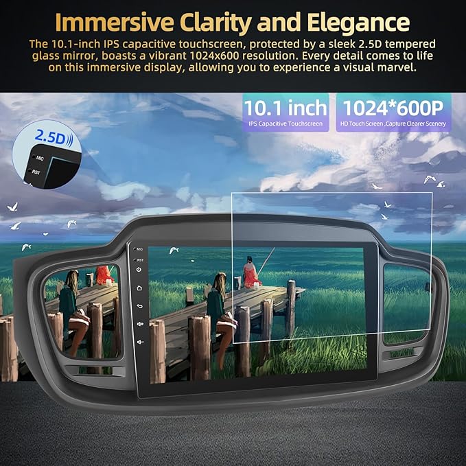 2+64G for KIA Sorento 2015 2016 2017 2018 2019 2020 Android Car Stereo with Wireless Carplay and Android Auto - 10 Inch HD Touchscreen Radio with EQ GPS WiFi FM/RDS + AHD Rear View Camera, MIC