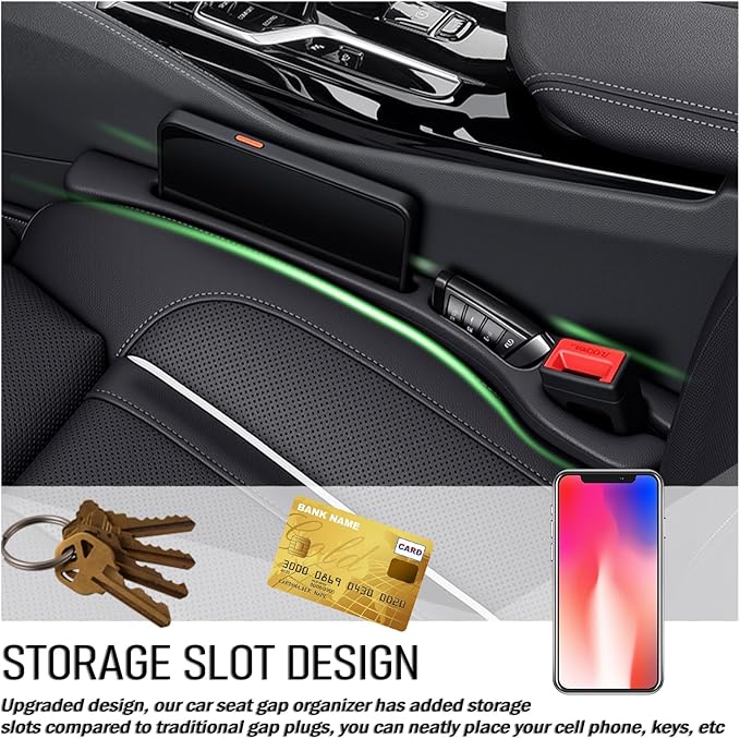 2PCS Car Seat Gap Filler Organizer,Soft Car Gap Filler Organizer for Filling Gaps with Storage Slots,Versatile Cars Seat Gaps Fillers Strip Cars Interior Accessories