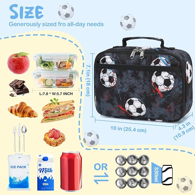 CAMTOP Lunch Box Kids Boys Insulated Lunch Cooler Bag Reusable Lunch Tote Kit for School Travel