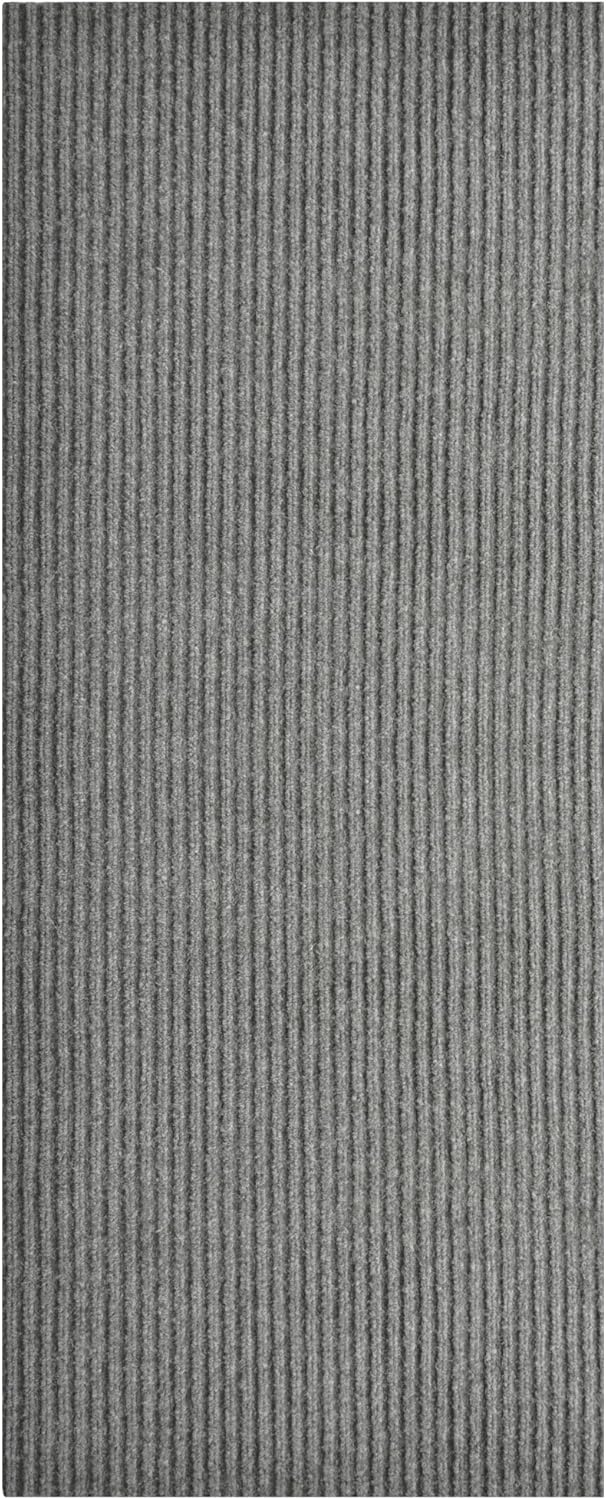 iCustomRug Spartan Weather Warrior Indoor/Outdoor Utility Ribbed Carpet Runner with Non-Slip Thermoplastic Rubber Backing, 3ft X 20ft in Grey