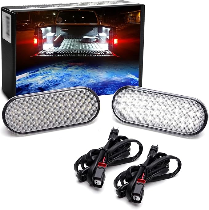 iJDMTOY Super Bright 36-LED Direct Fit LED Truck Bed Light Assemblies w/ (2) 5ft Extension Jumper Power Cord Wirings Compatible With Ford 2015-up F150, 2017-up Raptor or F250 F350 Super Duty