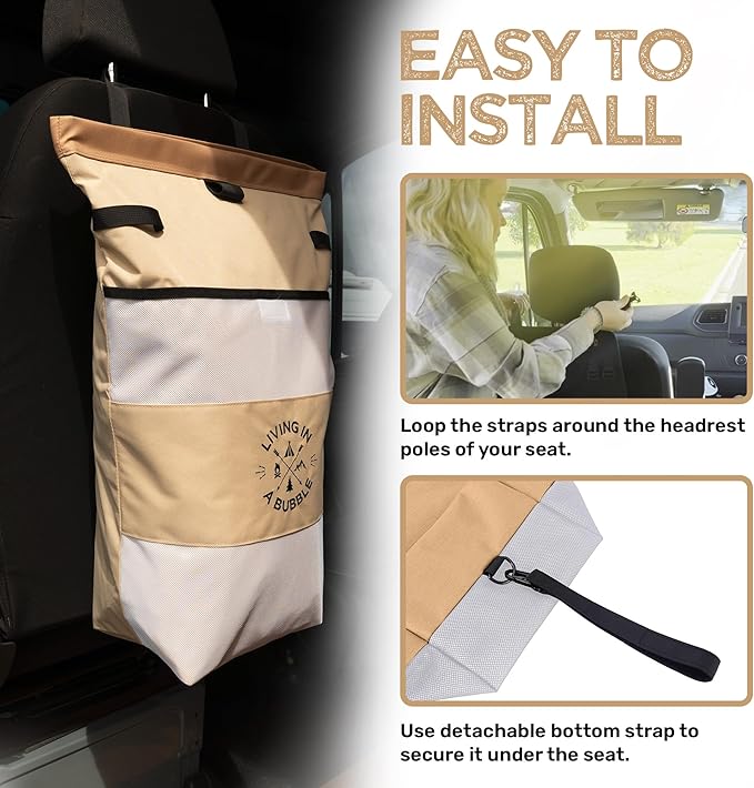 Living in a Bubble Wet Dry Laundry Bag – Portable Waterproof Laundry Hamper for RV, Campervan & Travel – Foldable Clothes Organizer with Separate Wet & Dry Compartments