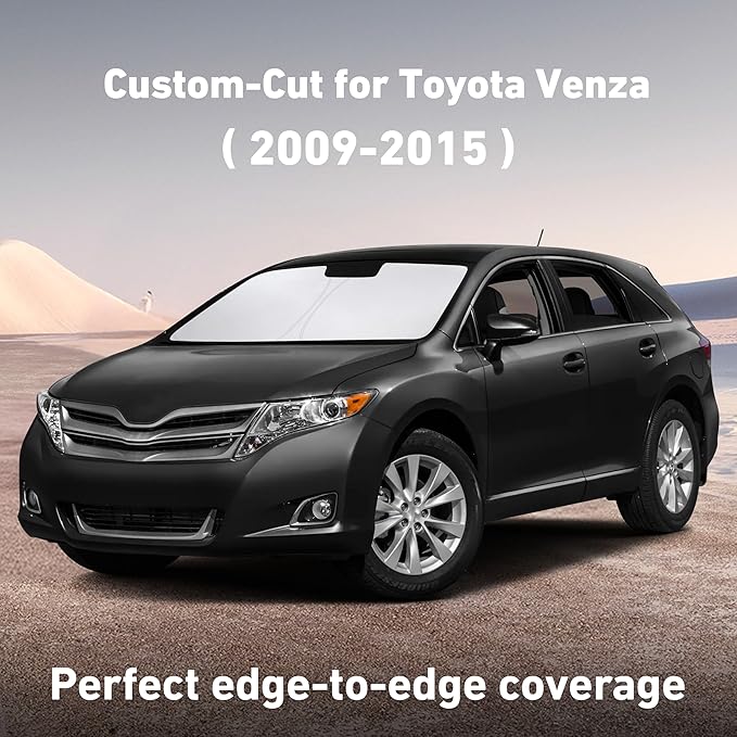 EcoNour Windshield Sunshade Compatible for Toyota Venza 2009-2013 2014 2015, Sun Visor for Front Windshield & Window Sun Shade Cover, UV Heat Blocker & Protector, Car Accessories
