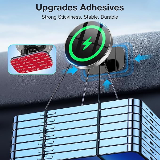 Coolpow for Magsafe Car Mount Charger【100% Stable】 15W Magsafe Car Charger Magnetic Phone Holders for Your Car Accessories for Women Men car Phone Holder Wireless Car Charger for iPhone (Gray)