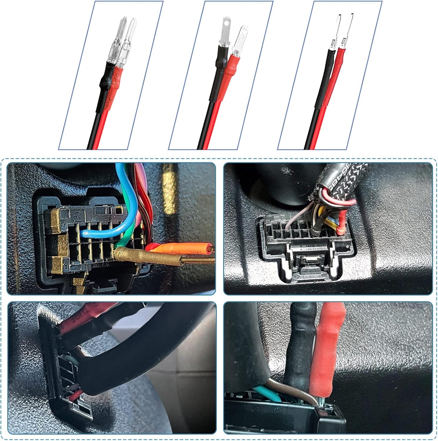 Radar Detector Hardwire Power Cord, Rearview Mirror Plug Cable,with Inline Fuse Holder,Suitable for Uniden Escort Beltronics Valentine One Cobra Whistler Radar Detector,3-Piece Set,13.7'' (RJ11)