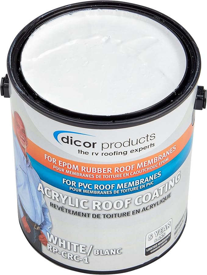 Dicor RP-CRC-1 EPDM Rubber Roof Acrylic Coating Part 2 - White, 1 Gallon