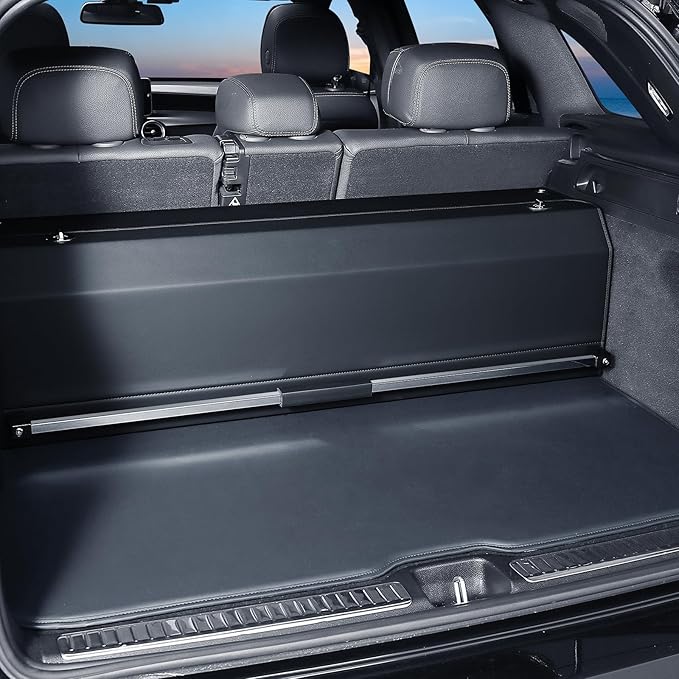 Car Trunk Organizer, Leather Trunk Organizer with LED Light Car Storage Box with Lid and Push-pull Handle Organizer Trunk Storage for SUV, Trunk, Minivan (Black, 40.5 x 11.4 x 12.2in)