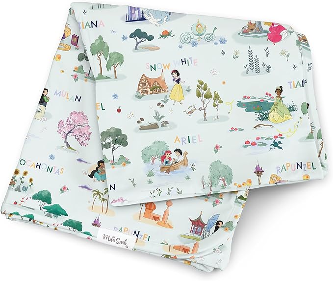 Milk Snob Disney Enchanted Kingdoms Baby Girl Swaddle Blanket, Soft Receiving, Security Bed and Play Blanket, Toddler and Infant Baby Bedding Registry and Shower Gifts, Newborn Essentials, 35x35
