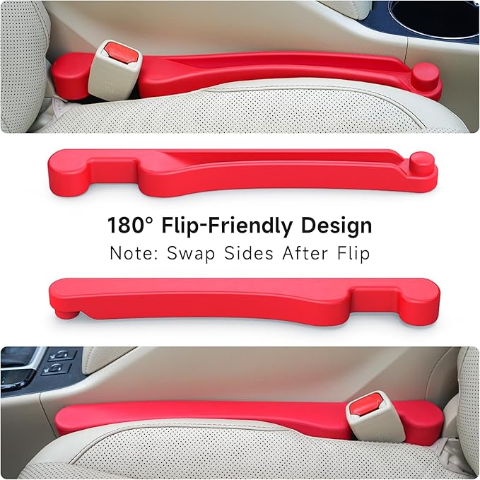 Givifive Car Seat Gap Filler Set of 2, 3IN1 Seat Side Gap Filler Plug with Storage Slot & Hook Function, Soft Foam Universal Fit Car SUV Truck Fill Gap Between Seats Console Organizer (Narrow Red)
