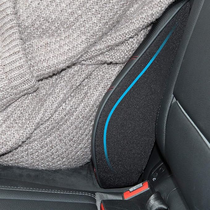 Aukee Lumbar Support Pillow for Car, Genuine Leather Memory Foam Pillow Lower Back Cushion for Office Chair with Adjustable Strap (Black)