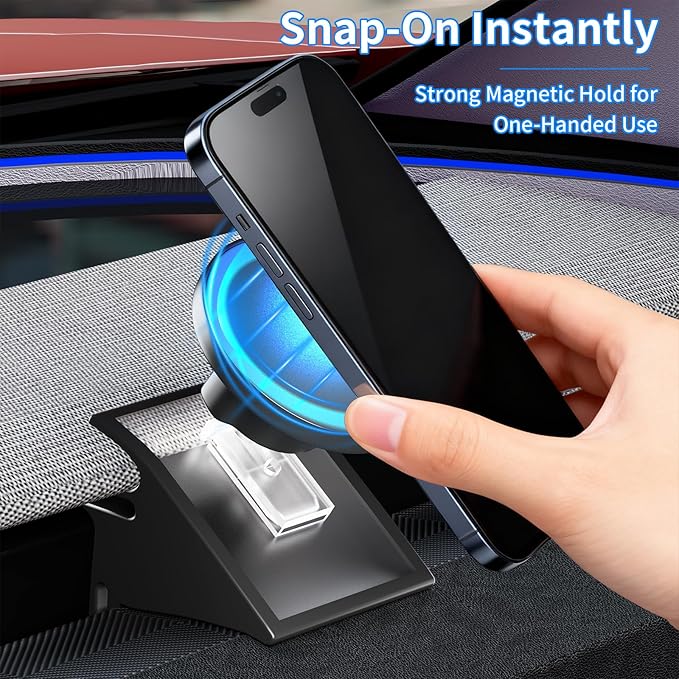 YTT Magnetic Phone Mount for Tesla Model 3 Highland Model Y Juniper, Strong Grip, 360° Adjustable, Dashboard Car Holder 2025, Design for iPhone MagSafe 17-12