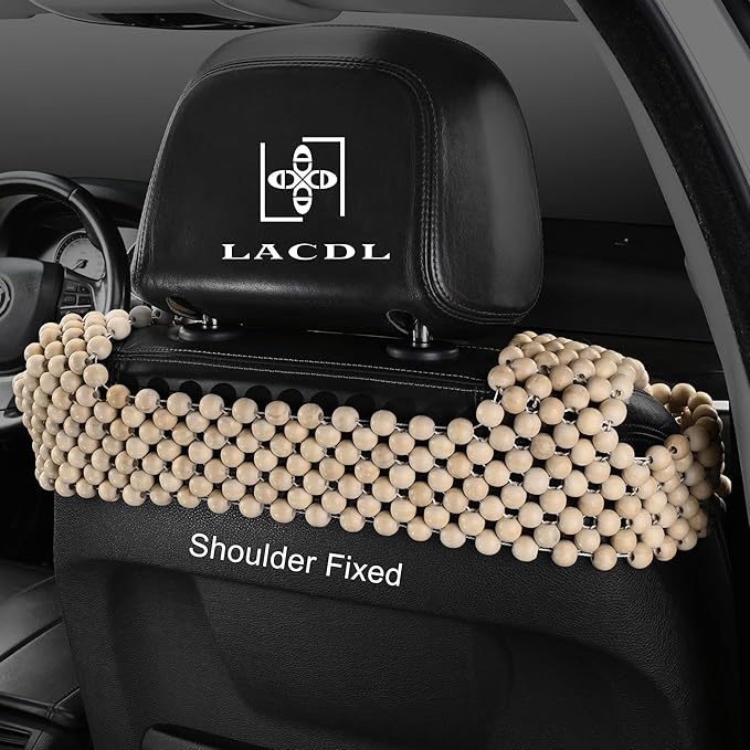 LACDL Beaded Car Seat Covers for Cars, Cooling Bead Seat Cover for Trucks & SUVs - Auto Ventilated Seat Cooler Pad, Natural Wood Breathable Beads - Sweat Protector for Summer, Burlywood