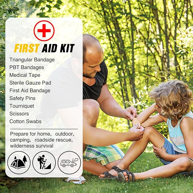Nilight Car Emergency Kit with Jumper Cable Air Compressor Tire Repair Essential Tools First Aid Alligator Connector Electrical Kit for Travel Camping Outdoor Cars Truck SUV RV