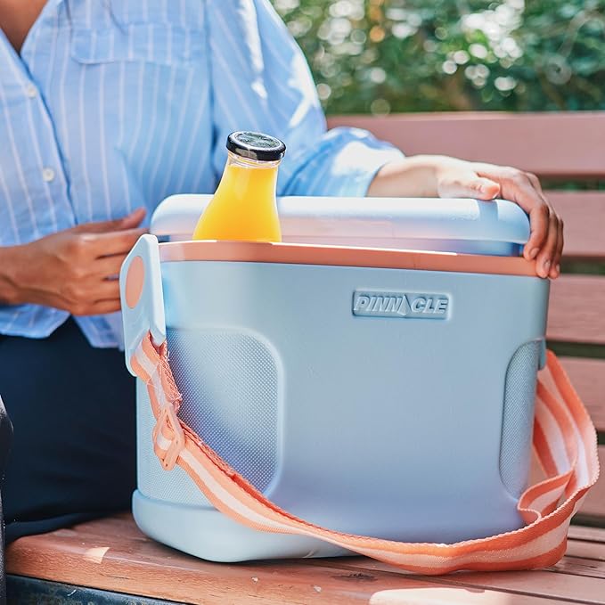 Pinnacle 8.5Qt Mini Cooler – 14 x 7.6 x 10.6In Ice Box with Smart Divider, Locking Lid, Adjustable Shoulder Strap – Insulated Picnic Basket Beach Cooler Bag – 36- Hour Ice Retention – Stylish Colors
