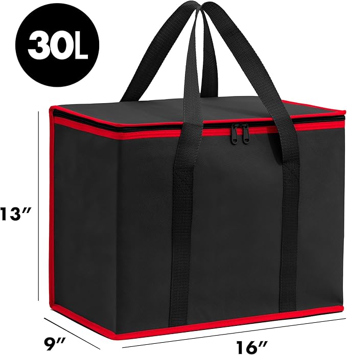 Carrywell (Not Made In China) Insulated Reusable Grocery Bags, Catering and Delivery Bag For Hot and Cold Food, Collapsible Thermal Tote For Doordash