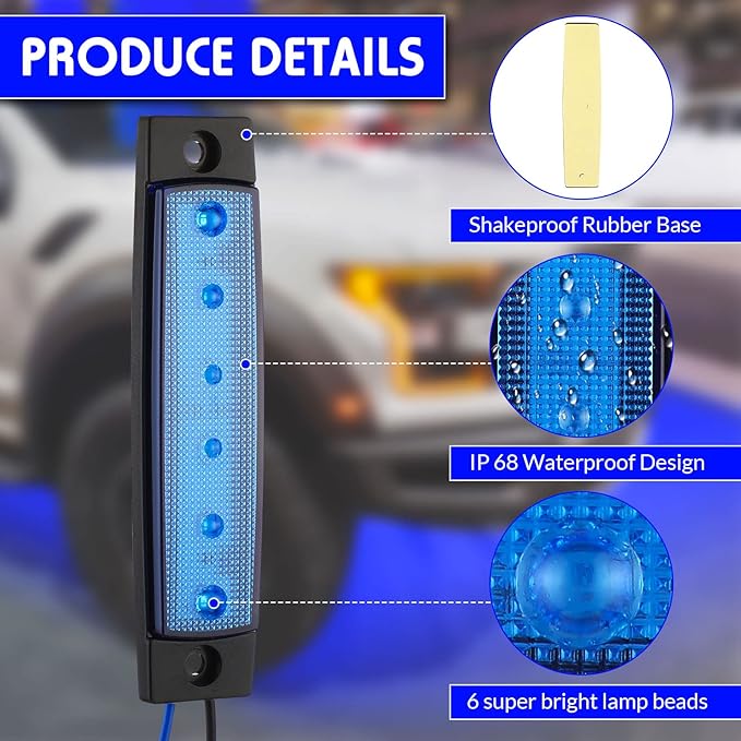 Treela 20 Pcs Car Rock Strip Lights Underglow Wheel Well Lighting Kits Exterior Waterproof LED Truck Lights for Golf Cart ATV RV Offroad UTV Snowmobile, Blue and White