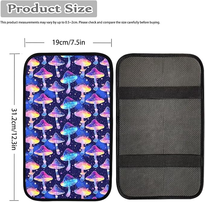 UNICEU Galaxy Mushroom Print Car Accessories Soft Comfy Armrest Cover Pad Neoprene Car Center Console Armrest Protector Cover Universal Fit Trucks SUV Van