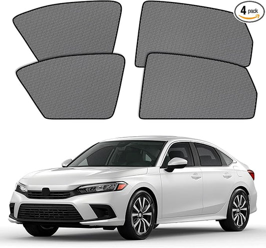 XCBYT 4 Pack 2021-2024 Honda Civic Window Shades with Breathable Mesh Window Covers 99% Sun UV Blackout Keeps Cool Privacy Curtains for Breastfeeding, Napping, Dressing, Camping