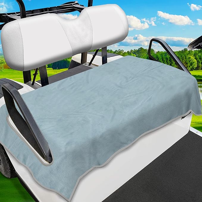 Golf Cart Seat Covers, Breathable Golf Cart Seat Towel Blanket, Keeps Seats Dry & Comfortable in All Weather, Universal 51"x30" for EZGO, Yamaha, Club Car and More 2/4-seats Cart, Light Gray