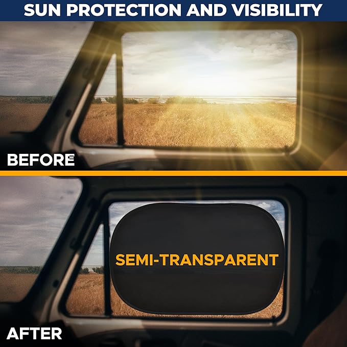 EcoNour Car Window Shade for Baby (4 Pack) | Cling Sun Shade for SUV, Van, RV, Bus & Pickup Truck | Sun Protection for Car Side Window | Sun Blocker Shade for Baby | X-Large 25" x 16"