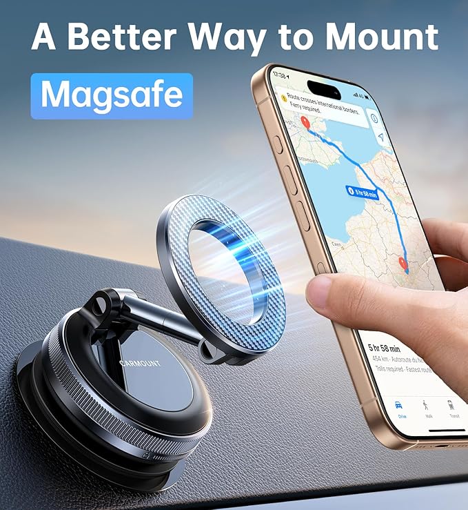 for Magsafe Car Mount carmount 2.0 Magnetic Phone Mount【True Military-Grade Durability】 Vacuum Magnetic Phone Holder for Car Tripod Cell Phone Car Mount Gifts for Mothers Day for iPhone 17 16 Samsung