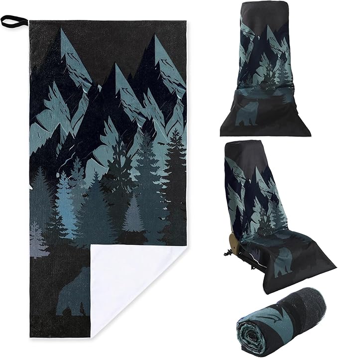 Hahafelt Car Seat Towel Covers Christmas Car Accessories Gifts Athletic Running Towel Performance Microfiber Post Workout Sweat Washable Cover Non Slip for Seat Outdoor Sport(Bear Ridge)