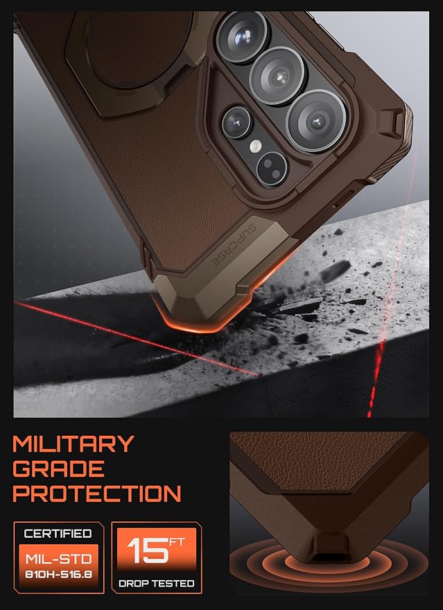 SUPCASE for Samsung Galaxy S26 Ultra Case with Kickstand (Unicorn Beetle Grip), [Wireless Charge Compatible] [Military-Grade Protection] Heavy-Duty Magnetic Phone Case for S26 Ultra 6.9 Inch, Brown
