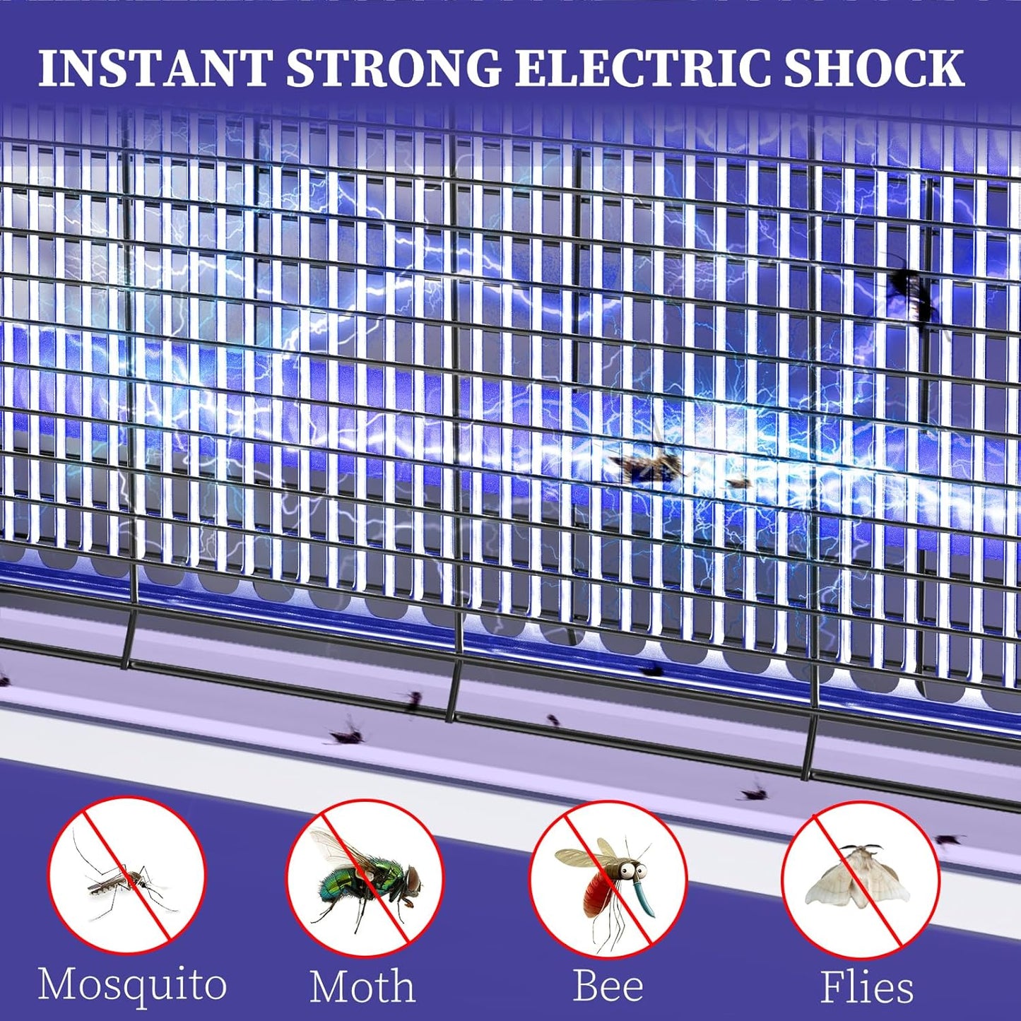PALONE Electric Bug Zapper 3200V Mosquito Zapper Killer Indoor Insect Killer with Hanging Chain Mosquito Trap with Removable Collection Tray USB Electric Bug Zapper Outdoor for Home Office (16 in)