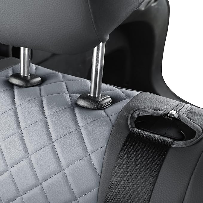 GIANT PANDA Customized Full Set Car Seat Covers Fit for Toyota Rav4 2019 2020 2021 2022 2023 2024 2025 Rav 4 Hybrid(XLE/LE/XLE Premium/Limited),Front & Rear/Back accessories, Faux Leather (Black+Grey)