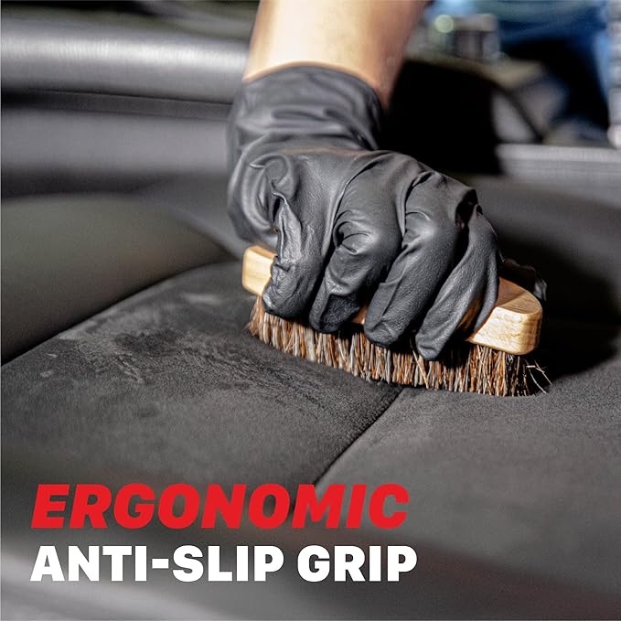 Maxshine Universal Ergonomic Interior Detailing Brush | Soft Horsehair & PP Bristles | Durable Car Cleaning Brush for Leather Seats, Upholstery, Dashboards & Interior Fabric Surfaces