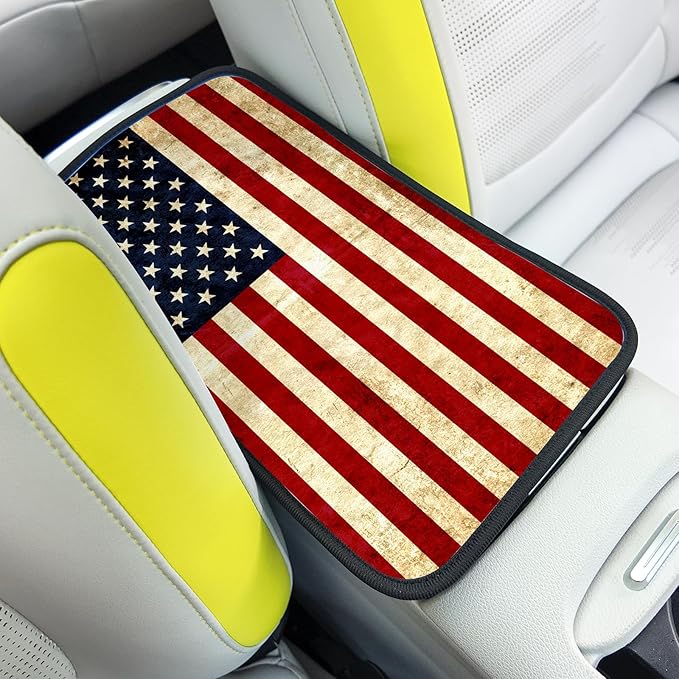 Auto Center Console Pad,American Flag 1 Auto Armrest Pad Seat Box Cushion,Armrest Cover Protector for Vehicle SUV Truck Car