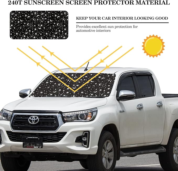 Windshield Sun Shade Foldable Car Front Window Covers for Car Accessories Sun Heat UV Rays Visor Protector Protection for Universal Cars SUV Truck(Night)