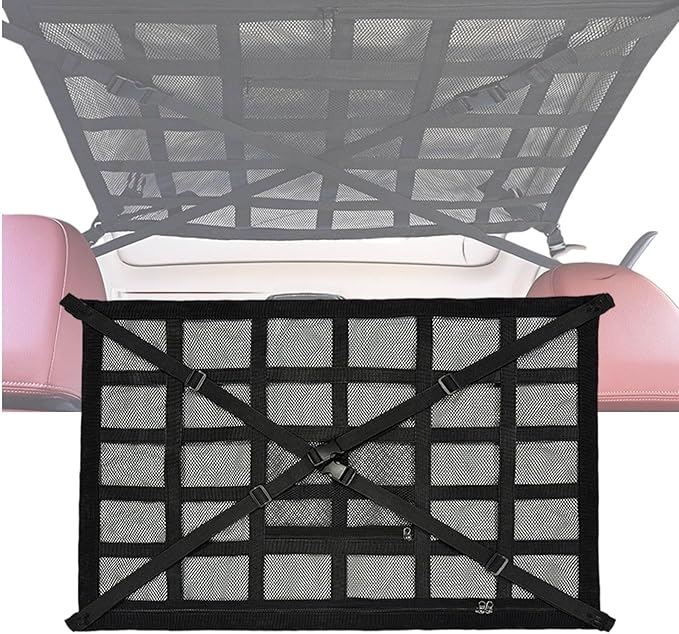 Overhead Car Organizer, Compatible with Ford F-150 XL/Raptor 2010-2025 Car Roof Storage Net Universal Car Ceiling Storage for Camping Storage Bag,Black-Medium