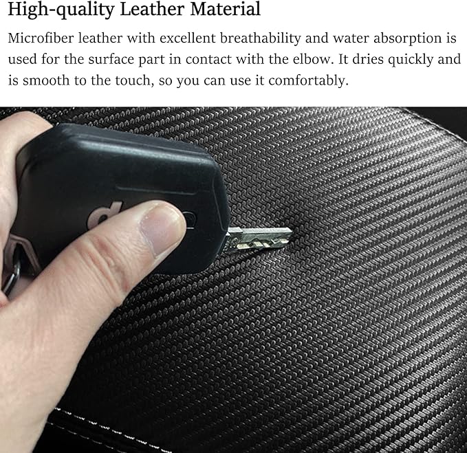 Center Console Cover Anti-Scratch Waterproof Leather Armrest Pad Protector Cushion for Dodge RAM 1500 2500 3500 2019 2020 2021 2022 2023 Interior Accessories(Carbon Fiber with Black)
