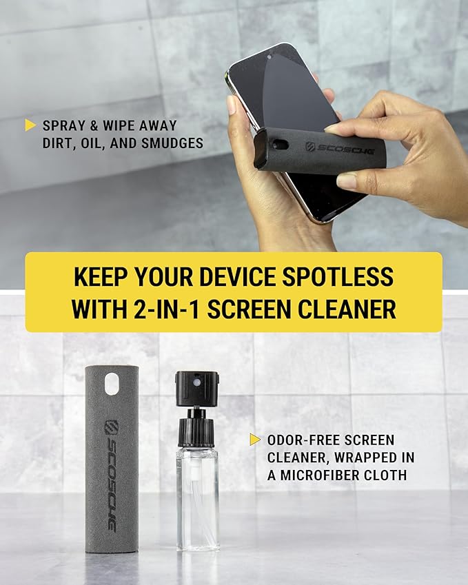 Scosche Phone Mount for Car, Universal Hands Free Windshield/Dashboard, Suction Cup Cell Phone Holder with 360° Rotation, Includes Screen Cleaner, Stand Compatible with iPhone and Android
