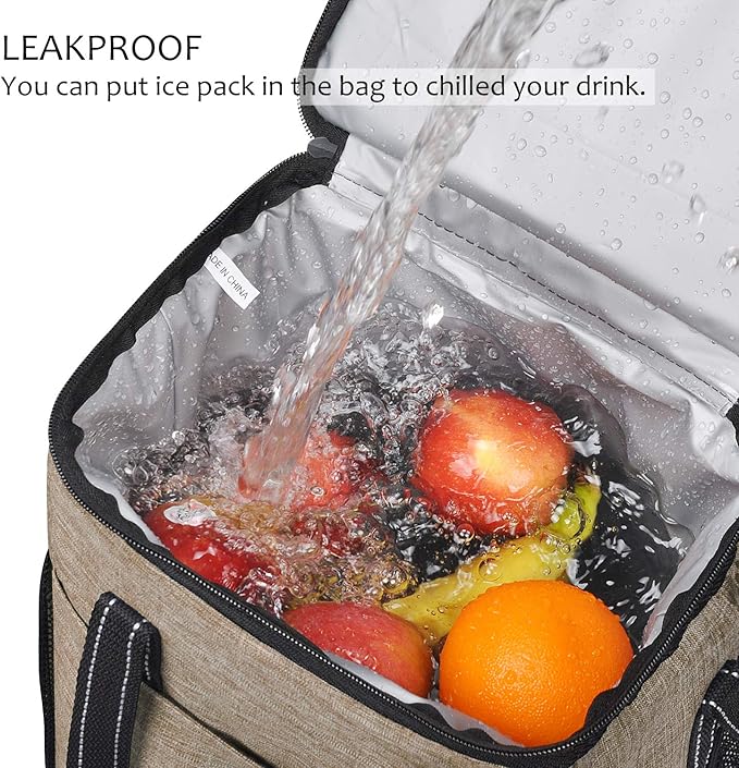 Tirrinia 6 Bottle Wine Gift carrier, Insulated Leakproof Padded Wine Cooler Carrying Tote Bag for Travel, Camping and Picnic, Perfect Wine Lover Gift, Beige