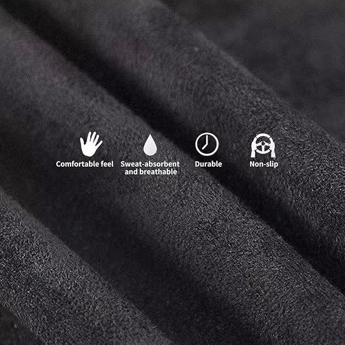 Suede Leather Steering Wheel Cover Wrap Kit - DIY Stitch-On for 16-17" Wheels, Superior Sweat Absorption & Non-Slip Grip, Comfortable & Durable Year-Round Upgrade