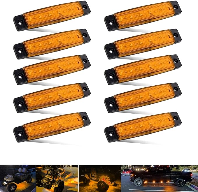10Pcs LED Rock Lights Waterproof 3.8" Amber Underglow Kit, Fender Wheel Well, Car Exterior Side Marker for Wrangler, Snowmobile, Truck, Golf Cart, RV, SUV, Offroad