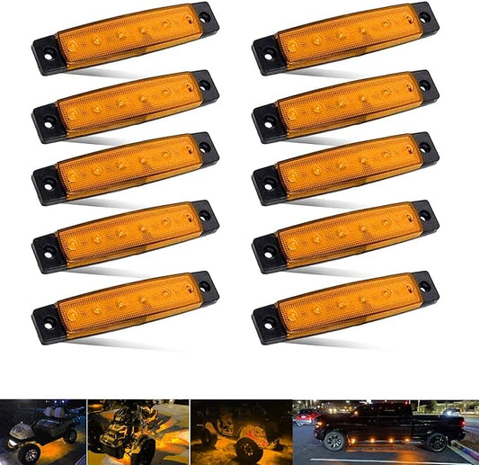 10Pcs LED Rock Lights Waterproof 3.8" Amber Underglow Kit, Fender Wheel Well, Car Exterior Side Marker for Wrangler, Snowmobile, Truck, Golf Cart, RV, SUV, Offroad