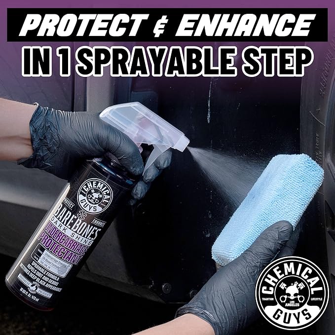 Chemical Guys Bare Bones Premium Dark Shine Spray - For Undercarriage, Wheel Wells & Trim - Deep Black Finish, Non-Greasy, Safe for Cars, Trucks, SUVs, RVs - 128 oz (1 Gallon)