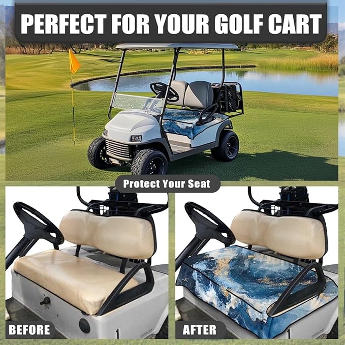 Biyejit Golf Cart Seat Covers with 4 Pockets Golf Cart Seat Towel Blanket Fits 2-Seat Golf Carts, Golf Cart Accessories