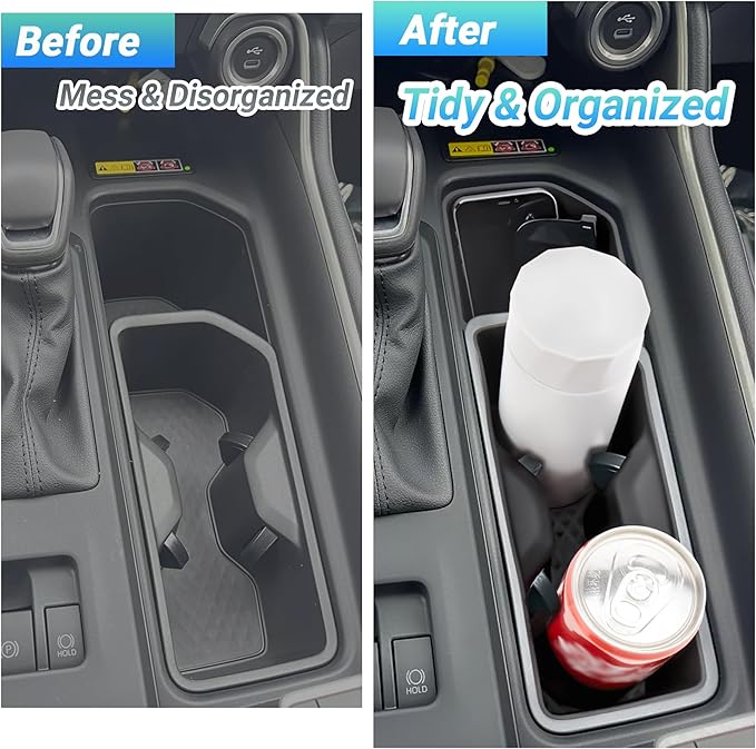 Center Console Cup Holder Compatible with 2024-2026 Toyota Grand Highlander Interior Accessories, Silicone Gear Shift Panel Storage Box and Double Cup Holder