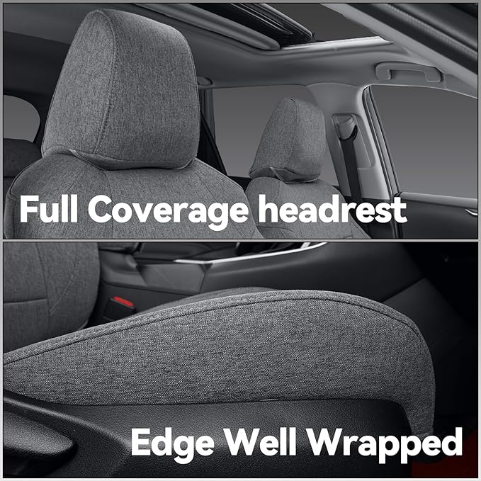 coverdream 2026 Rav4 Seat Covers Custom Fit for 2026 Toyota Rav4 Hybrid (LE,XLE Premium) SUV,Full Set Polyester Car Seat Protector Grey