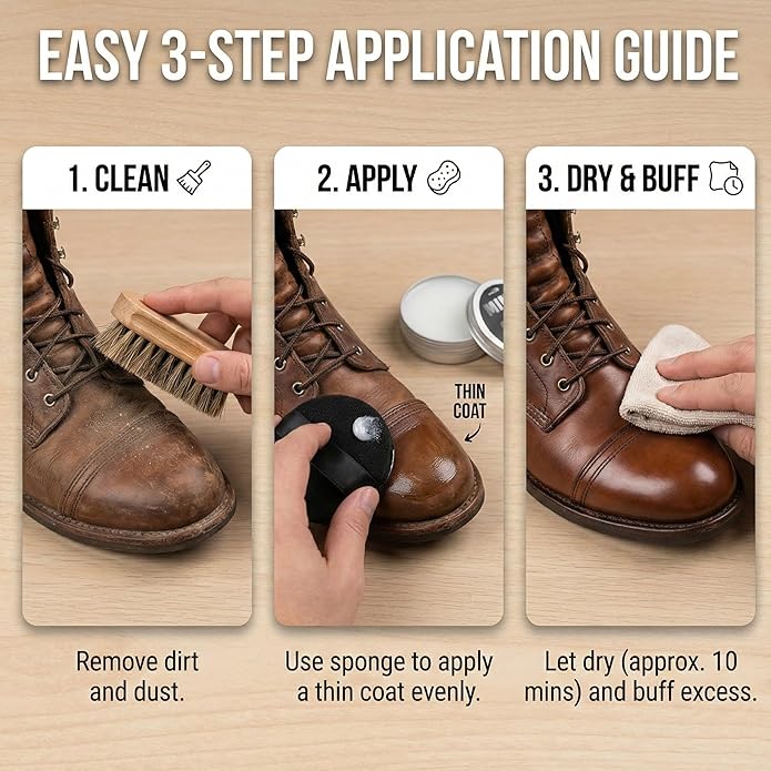 Mink Oil Leather Conditioner- 3.52oz Waterproof Formula Softens & Restores Boots, Shoes, Furniture