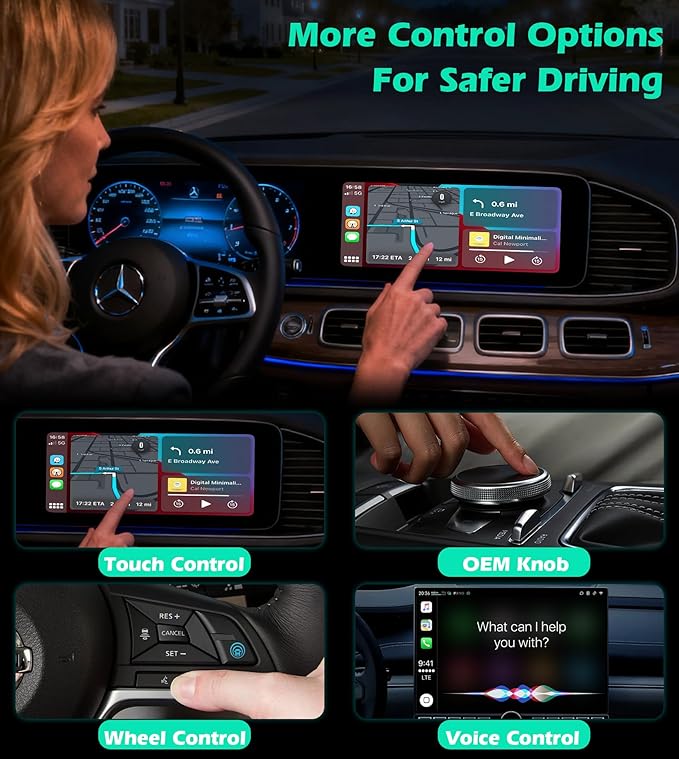 KAIY Wireless Carplay Adapter for iPhone & Android Auto, Convert Wired to Wireless Apple CarPlay Adapter, Car Play USB C USB A Dongle Plug & Play No Delay Stable Connection for iOS 10+, Android 11+