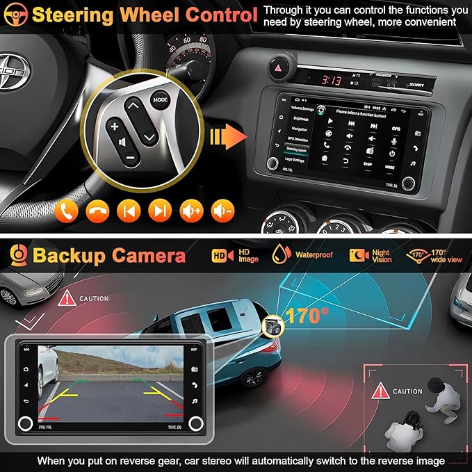 Android 13 Car Radio for Scion FR-S 2013-2016,tC 2005-2016, xB 2004-2015, xD 2008-2014,Support Carplay& Android Auto, Bluetooth&Voice Control, 4GB+64GB 7 Inch IPS Touch Screen