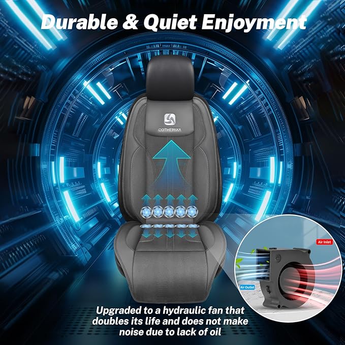 Cooling Car Seat Cushion Front Seat,12V&24V Cooling Seat Cover for Car with 10 Fans,Rapid Cooling with Automatic Start and Pause Seat Cushion (Brey)