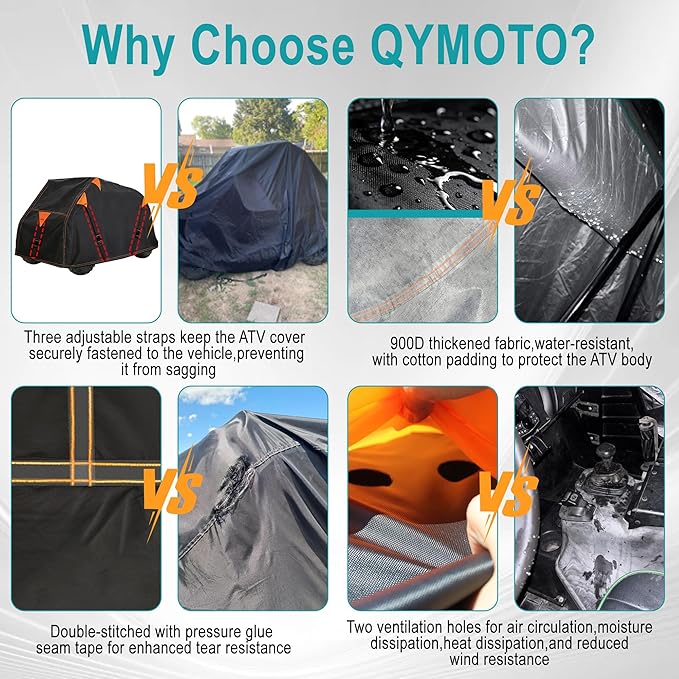 QYMOTO 900D ATV Covers Water-Proof Outdoor Heavy Duty,Quad Cover with 3 Adjustable Wind-Proof Straps for CFMOTO Cforce 600,Polaris Sportsman 500 550 570,Can-Am Outlander 450 570