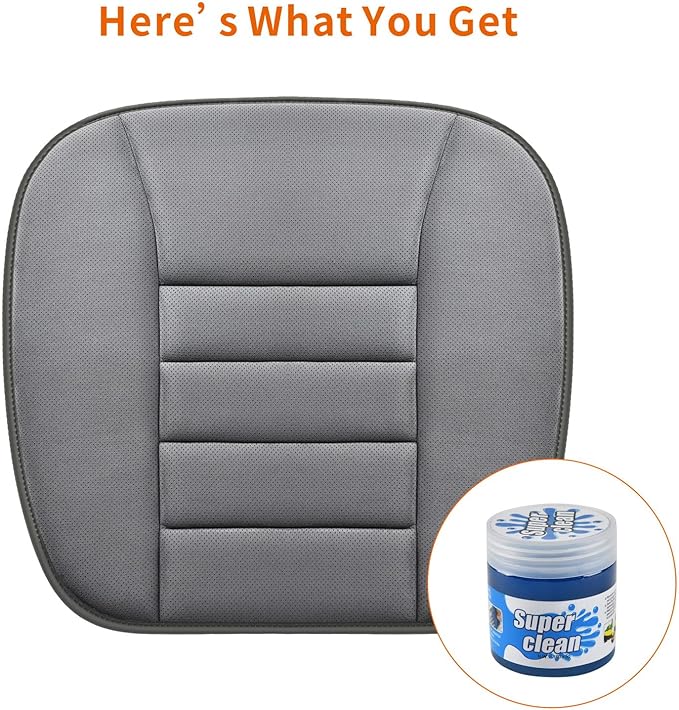 SUTILA Car Seat Cushion Pad 1inch Thick Comfort Seat Protector for Car Driver Seat Office Chair Home Use Memory Foam Seat Cushion with Non Slip Bottom, 20inch x 18.5inch (Grey)