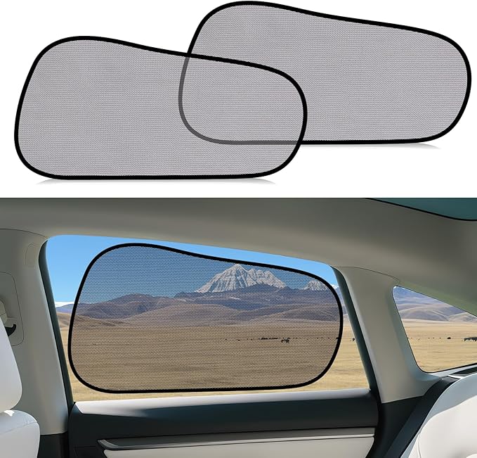ZATOOTO Tesla Model Y Window Shades for Rear Window - Car Window Covers Transparent Static Cling Film | Blocks 90% UV & Heat | No Adhesive, Easy Install | Enhanced Visibility, Interior Protection